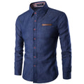 Camisa social masculina jeans slim fit