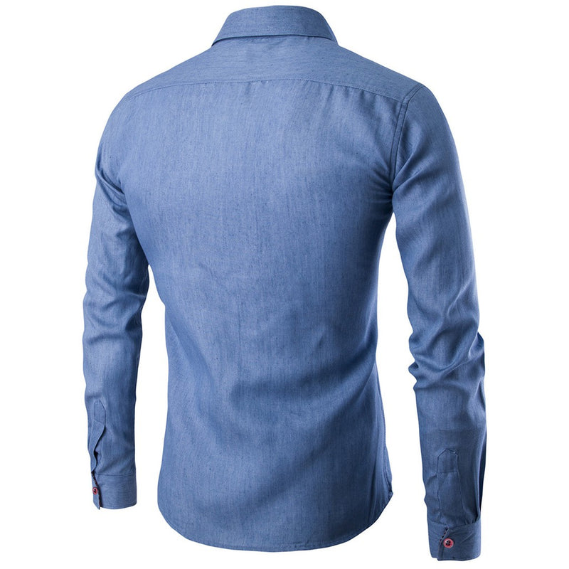 Camisa social masculina jeans slim fit