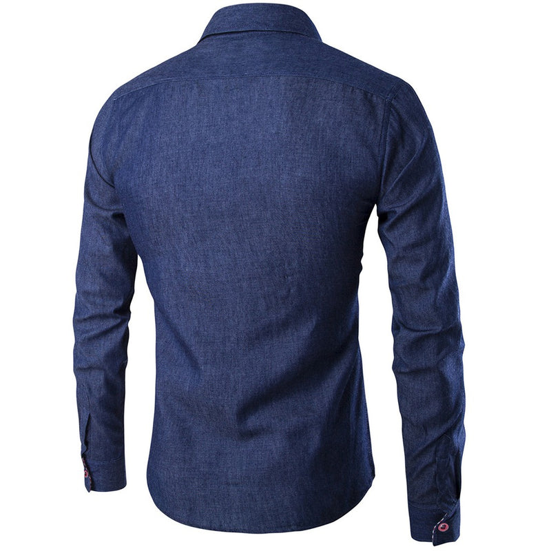 Camisa social masculina jeans slim fit