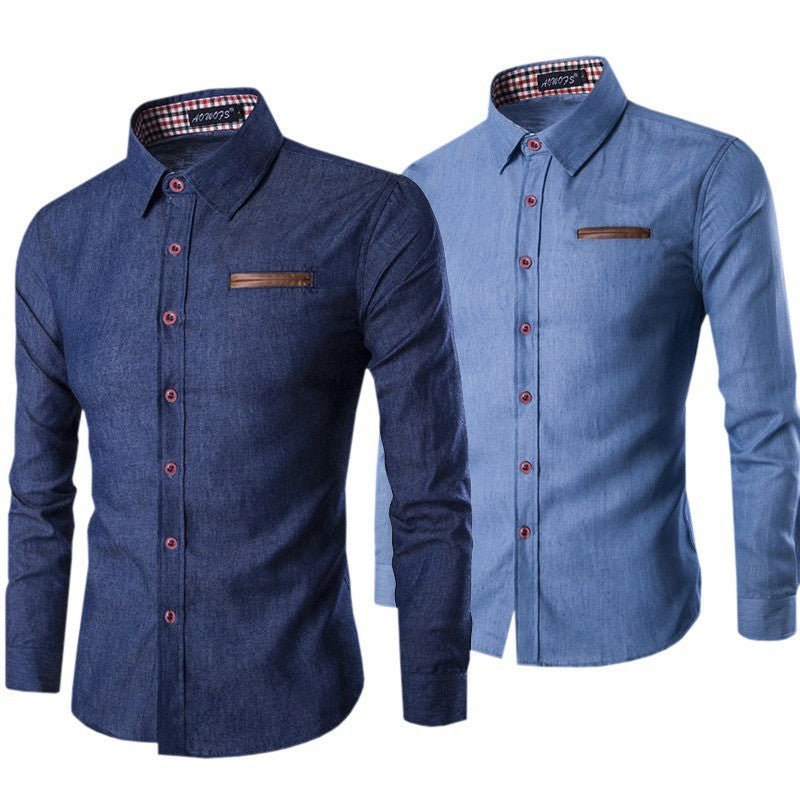 Camisa social masculina jeans slim fit