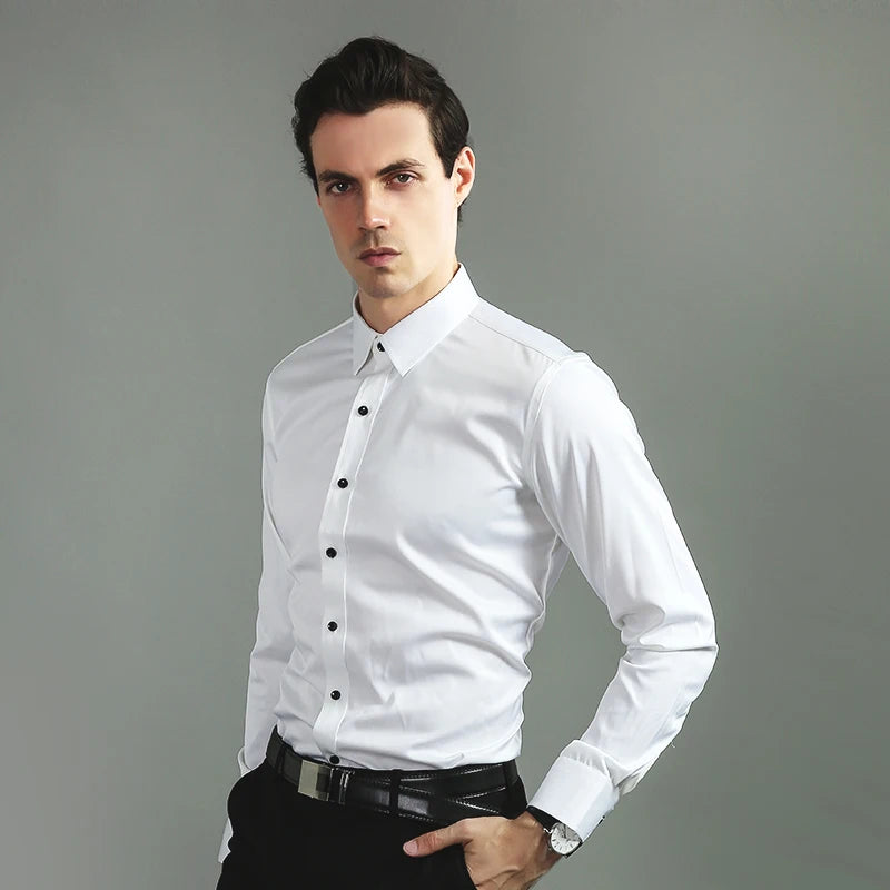 Camisa Slim Fit Masculina Anti-Rugas de Manga Longa - Elegância para o Ambiente de Negócios