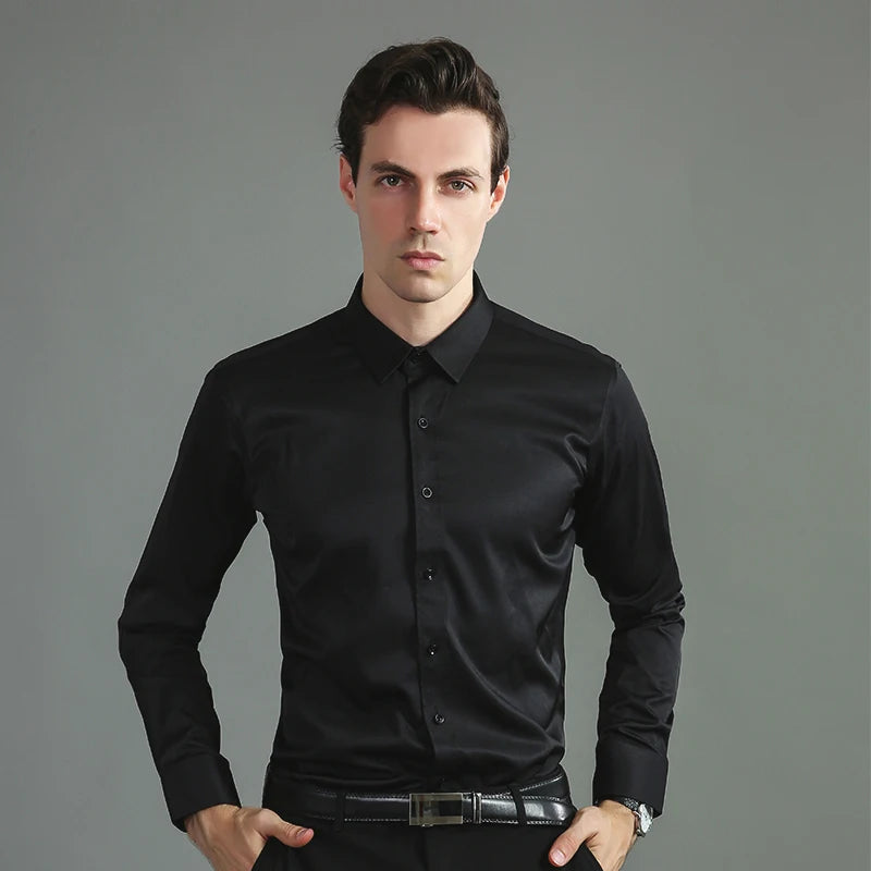 Camisa Slim Fit Masculina Anti-Rugas de Manga Longa - Elegância para o Ambiente de Negócios